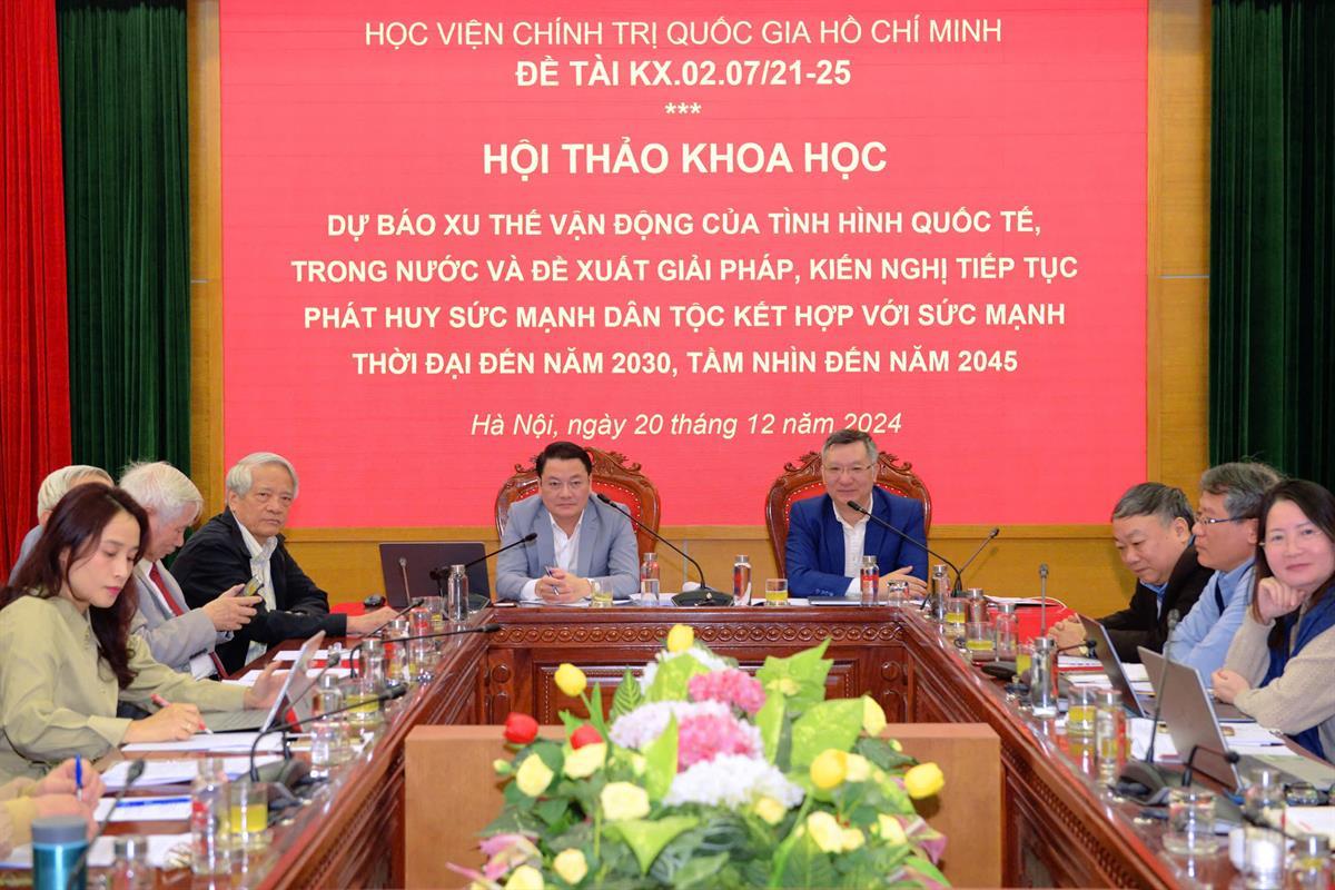 Hội thảo khoa học “Dự báo xu thế vận động của tình hình quốc tế, trong nước và đề xuất giải pháp, kiến nghị tiếp tục phát huy sức mạnh dân tộc kết hợp sức mạnh thời đại đến năm 2030, tầm nhìn đến năm 2045”