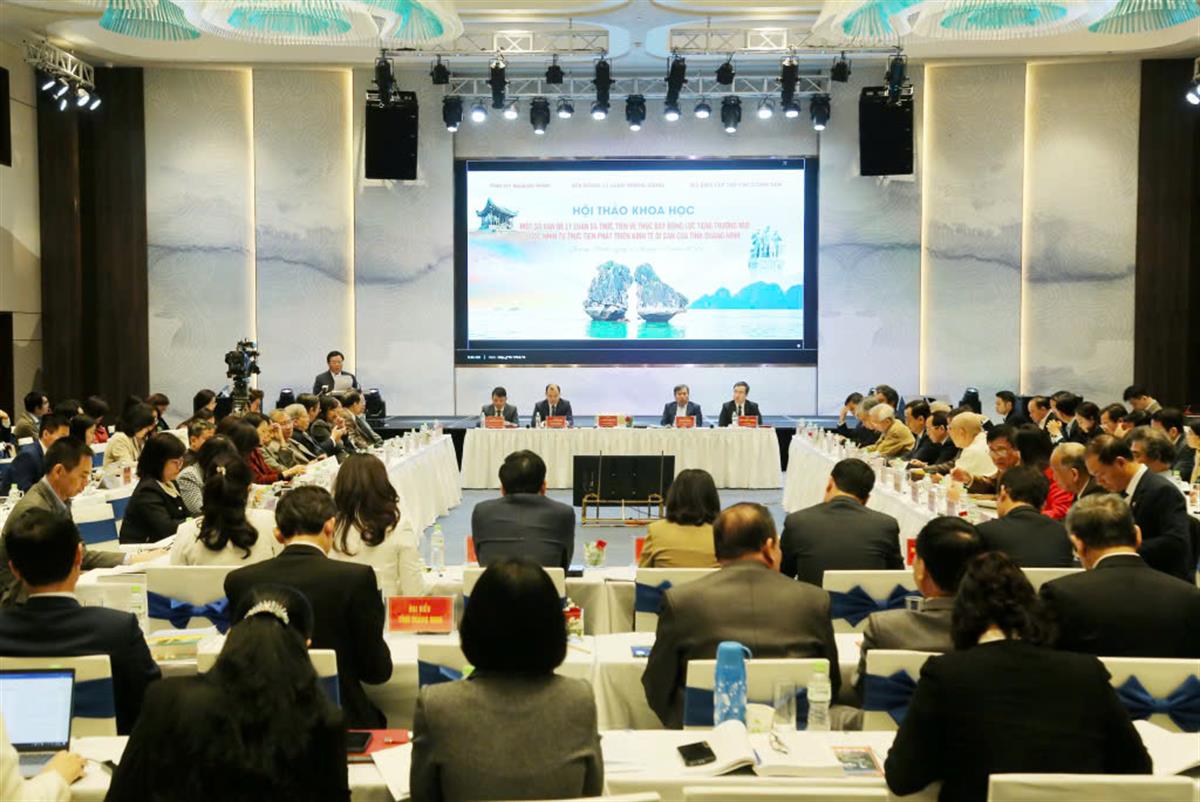 Hội thảo khoa học “Một số vấn đề lý luận và thực tiễn về thúc đẩy động lực tăng trưởng mới - góc nhìn từ thực tiễn phát triển kinh tế di sản của Quảng Ninh”