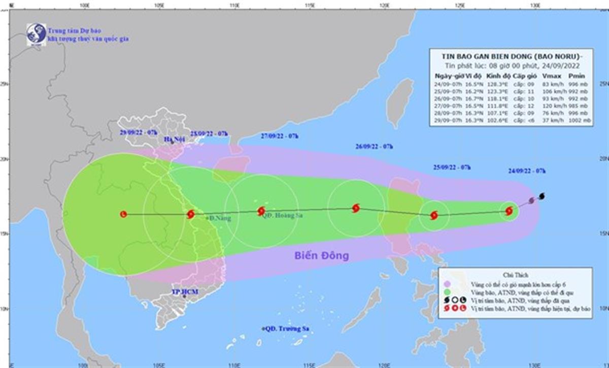 Bão Noru hướng về Biển Đông, sức gió mạnh cấp 10, giật cấp 13