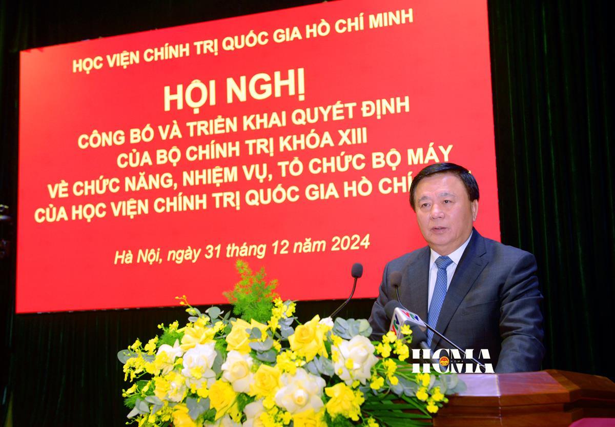 Hội nghị công bố và triển khai Quyết định của Bộ Chính trị về chức năng, nhiệm vụ, tổ chức bộ máy của Học viện Chính trị quốc gia Hồ Chí Minh
